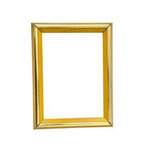 Vintage 1970 Yellow frame Photo Art wood wooden gold decor accent funky 5x7 bold